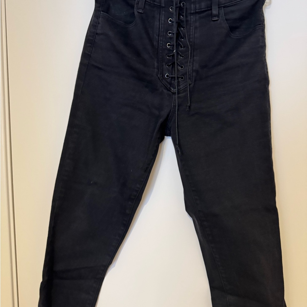 J Brand Black Lace-Up High Waist Jeans